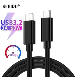 USB3.2 Gen2 10Gbps Type C Cable USB C to Type-C 3.2 Data Transfer USB C SSD Hard Disk Cable PD 60W 3A Quick Charge Charge Cable