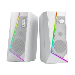 Redragon GS520 RGB Desktop Speakers, 2.0 Channel PC Stereo Speaker with 6 Colorful LED Modes, Enhanced Sound, White/Pink