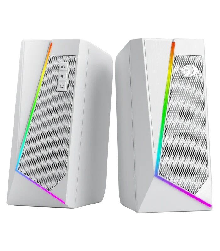 Redragon GS520 RGB Desktop Speakers, 2.0 Channel PC Stereo Speaker with 6 Colorful LED Modes, Enhanced Sound, White/Pink